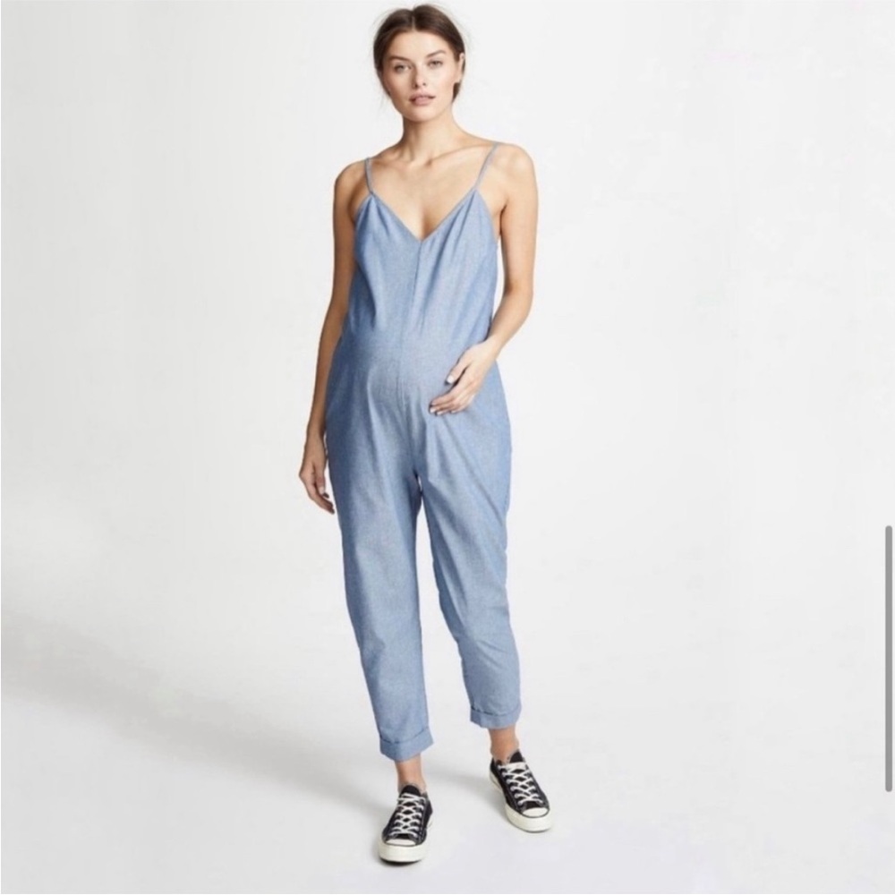 HATCH THE GEORGIE JUMPER CHAMBRAY BLUE JUMPSUIT MATERNITY SIZE 1- SMALL